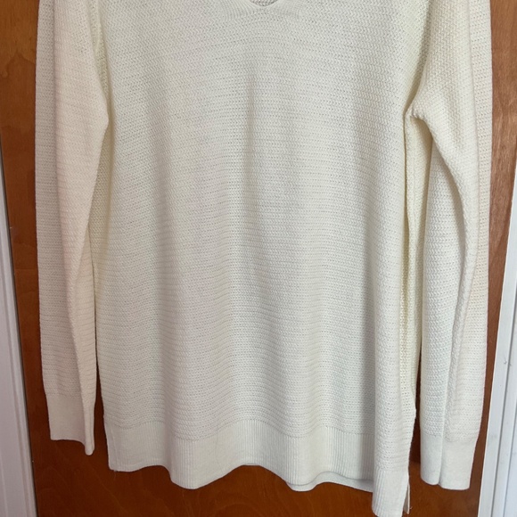 Gap Tunic Sweater Women’s Sz L Cream Brooklyn V-neck Wool Blend Sheer NWT - Picture 3 of 13